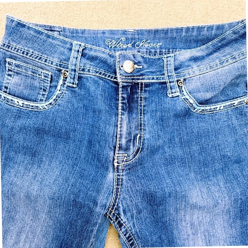 Wired Heart Womens Bootcut Jeans Size 30 Medium Wash Blue Denim Stretch RN139056
